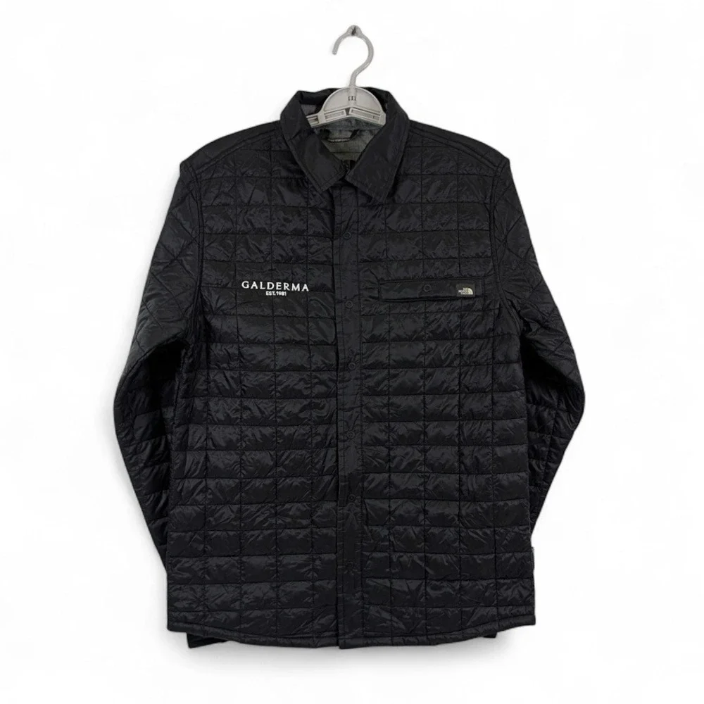 The North Face Thermoball Shirt Jacket Mens Black Logo Quilted Puffer Gorpcore‎